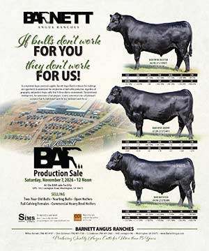Barnett Angus Ranches Production Sale ad